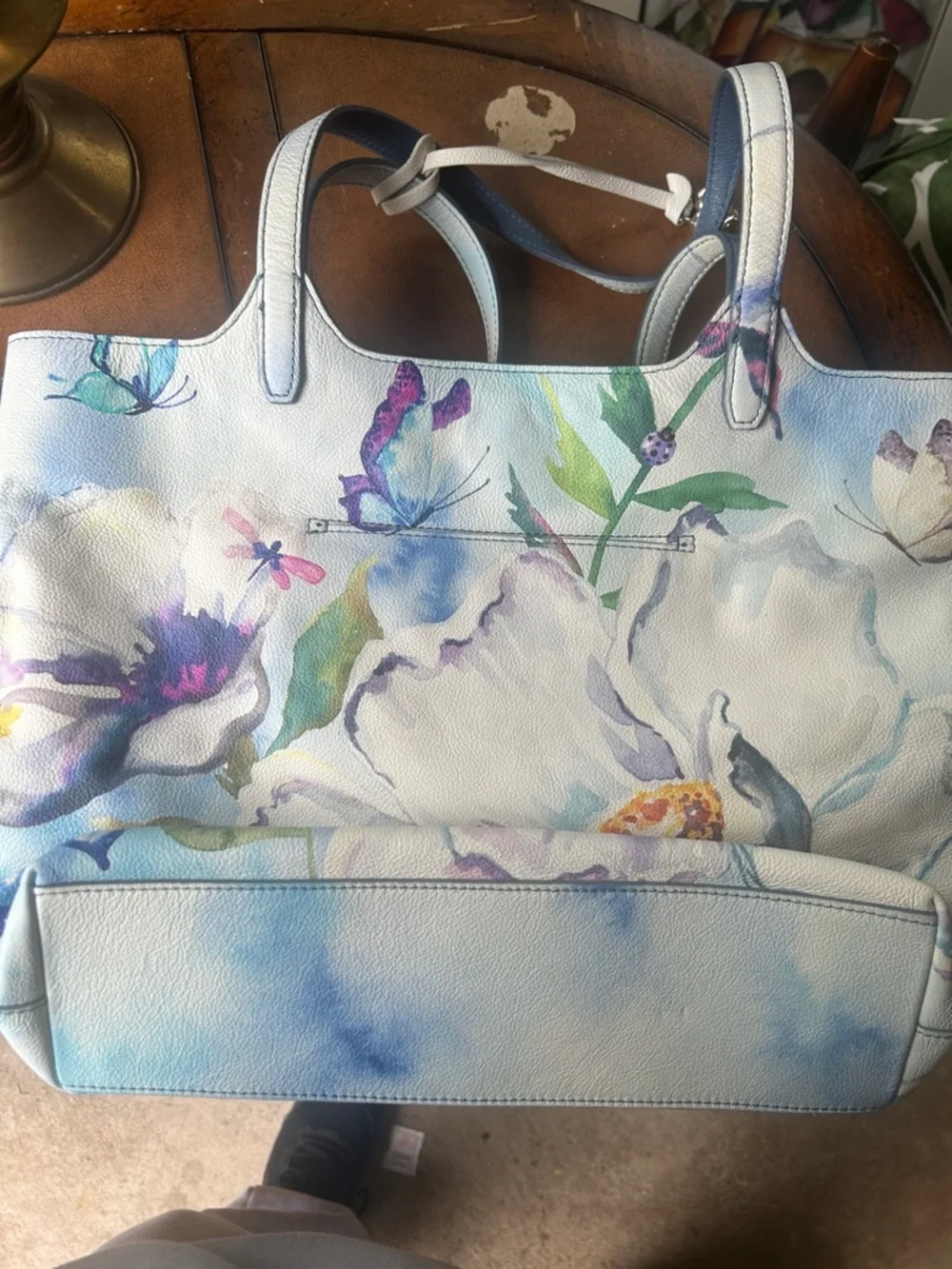 Brighton Pastel Floral & Butterfly Tote in Light Blue - Picture 2 of 4